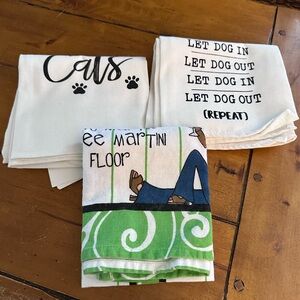 Primitives by Kathy Cat and Dog Themed Kitchen Towels - Black, White, Green